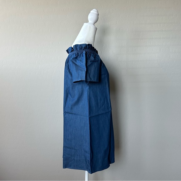Off Shoulder Chambray Shift Dress - Picture 8 of 11